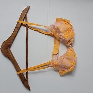 Savage X Yellow Pink W/ Sheer Lace Accent Underwire Bra, M